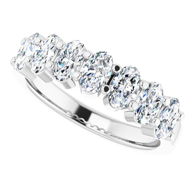 1.47 ct. Oval Cut Diamond Wedding Band 7 Stone Anniversary Ring-VIRABYANI