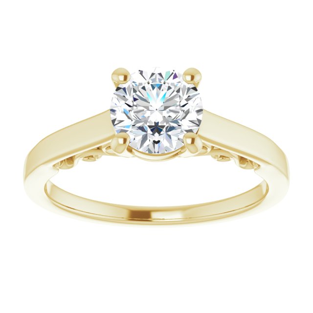Hidden Side Diamond Solitaire Engagement Ring With Fancy Gallery-in 14K/18K White, Yellow, Rose Gold and Platinum - Christmas Jewelry Gift -VIRABYANI