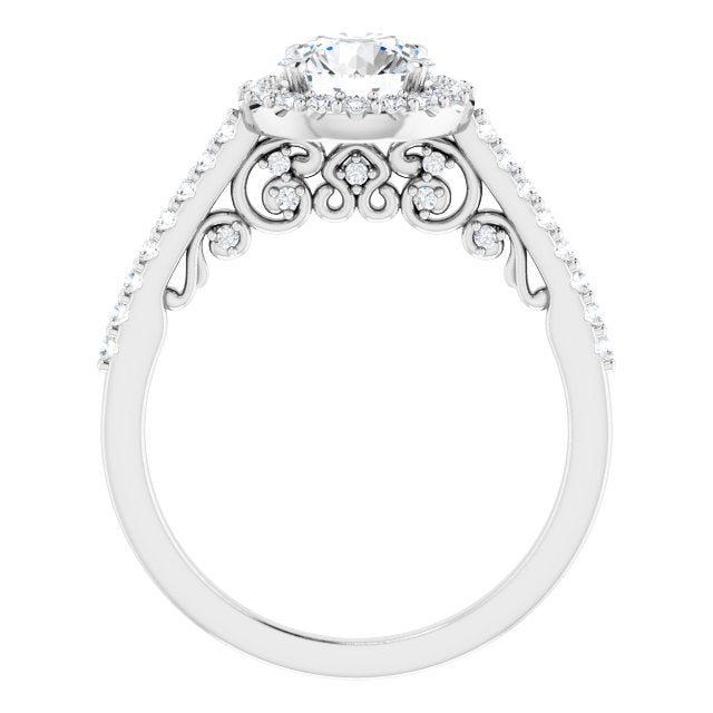 0.41 ctw Side Diamond Round Cut Halo Engagement Ring-in 14K/18K White, Yellow, Rose Gold and Platinum - Christmas Jewelry Gift -VIRABYANI