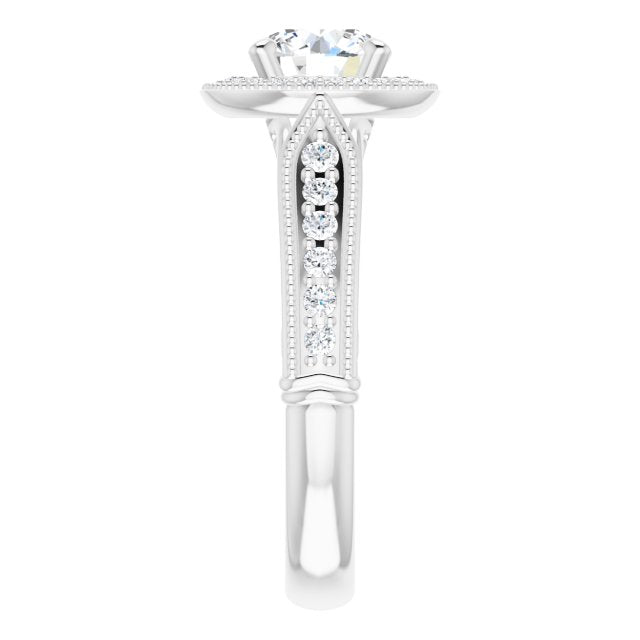 0.32 ctw Side Diamond Round Cut Halo Engagement Ring-in 14K/18K White, Yellow, Rose Gold and Platinum - Christmas Jewelry Gift -VIRABYANI