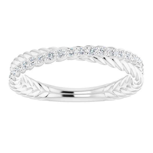 Rope Design Twist Diamond Wedding Band-in 14K/18K White, Yellow, Rose Gold and Platinum - Christmas Jewelry Gift -VIRABYANI