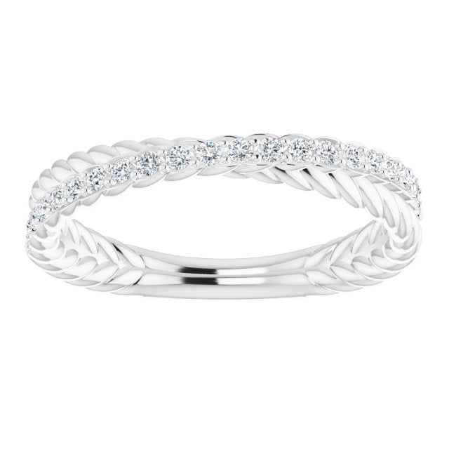 Rope Pattern Round Diamond Wedding Band Criss Cross Ring-VIRABYANI