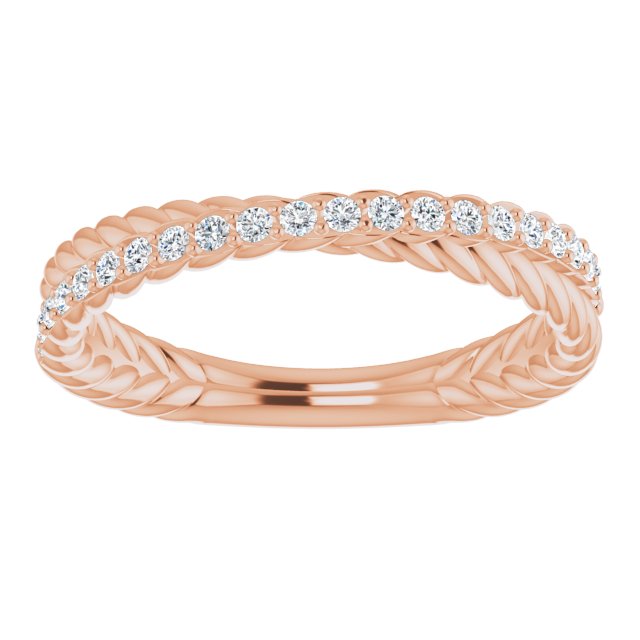 Rope Pattern Round Diamond Wedding Band Criss Cross Ring-VIRABYANI