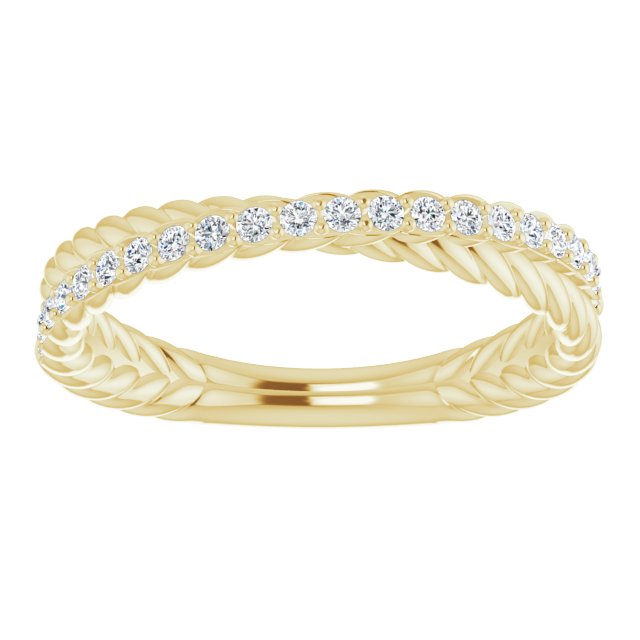 Rope Pattern Round Diamond Wedding Band Criss Cross Ring-VIRABYANI
