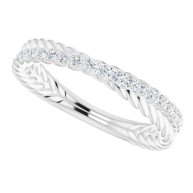 Rope Pattern Round Diamond Wedding Band Criss Cross Ring-VIRABYANI