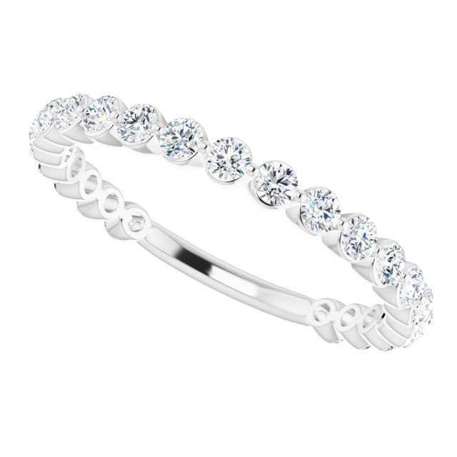 0.75 ct. Shared Prong Round Cut Diamond Wedding Band-in 14K/18K White, Yellow, Rose Gold and Platinum - Christmas Jewelry Gift -VIRABYANI