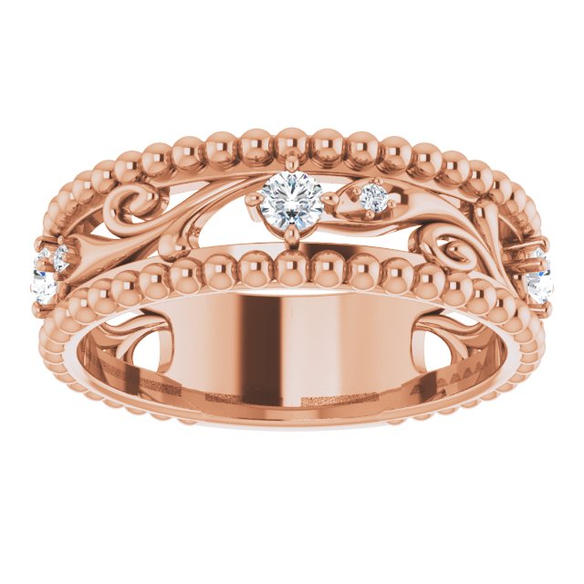 Filigree and Milgrain Accent Vintage Inspired Diamond Wedding Band-VIRABYANI