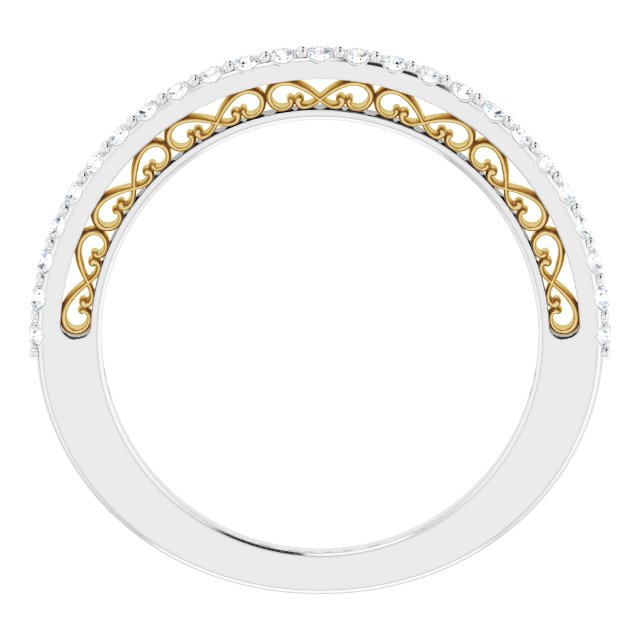 Filigree Accent Diamond Two Tone Wedding Band-in 14K/18K White, Yellow, Rose Gold and Platinum - Christmas Jewelry Gift -VIRABYANI