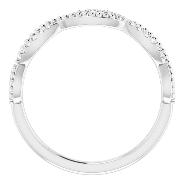 Infinity Style Round Diamond Wedding Band Milgrain Accent Anniversary Ring-VIRABYANI