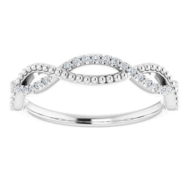 Infinity Style Round Diamond Wedding Band Milgrain Accent Anniversary Ring-VIRABYANI