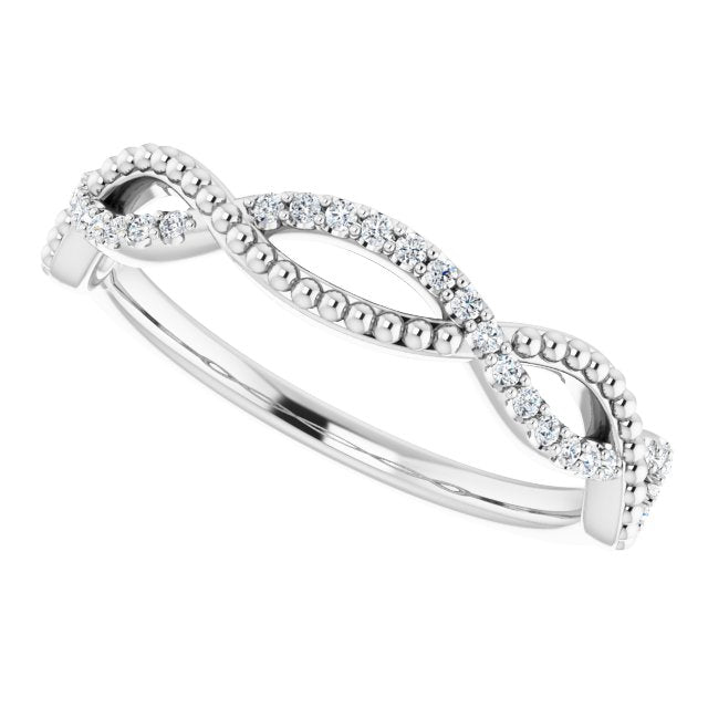 Infinity Style Round Diamond Wedding Band Milgrain Accent Anniversary Ring-VIRABYANI
