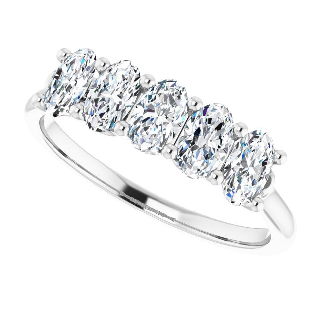 1.05 ct. Oval Cut Diamond Wedding Band 5 Stone Anniversary Ring-VIRABYANI