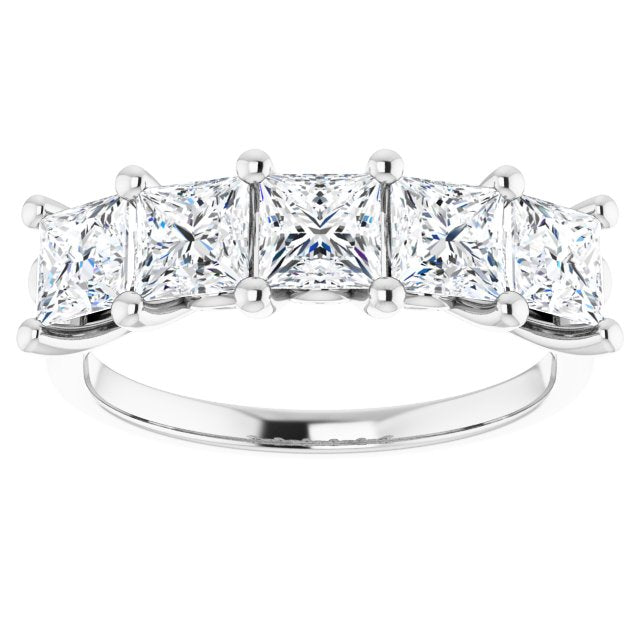 1.95 ct. Princess Cut Diamond Wedding Band 5 Stone Anniversary Ring-VIRABYANI