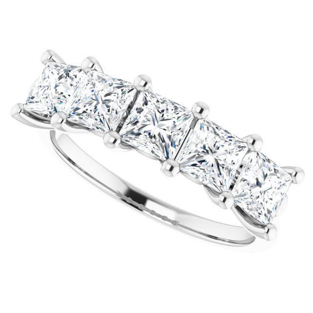 1.95 ct. Princess Cut Diamond Wedding Band 5 Stone Anniversary Ring-VIRABYANI