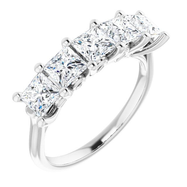 1.95 ct. Princess Cut Diamond Wedding Band 5 Stone Anniversary Ring-VIRABYANI