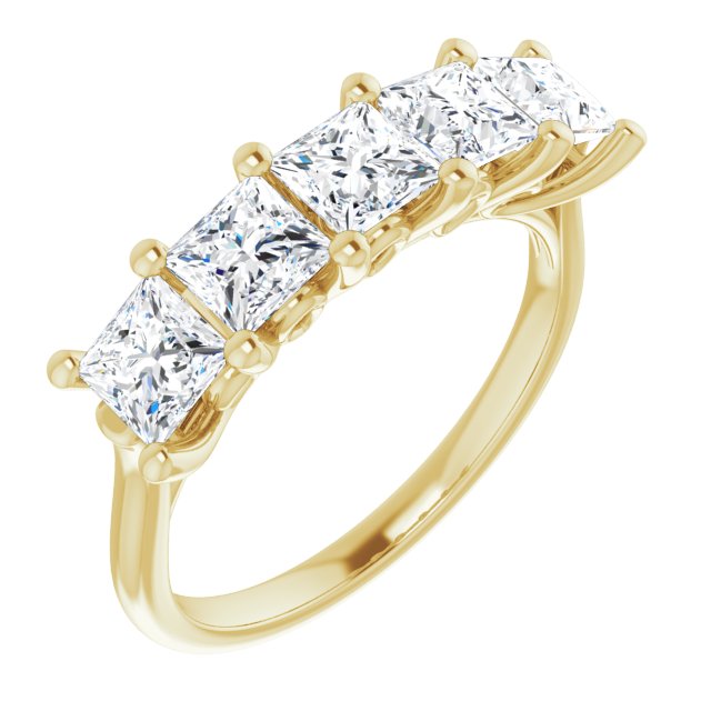 1.95 ct. Princess Cut Diamond Wedding Band 5 Stone Anniversary Ring-VIRABYANI