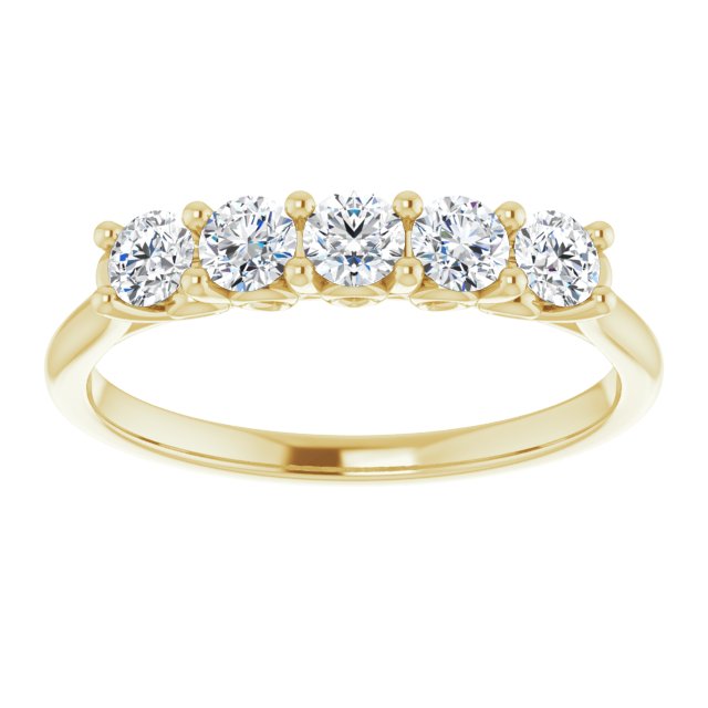 0.50 ct. Round Cut Diamond Wedding Band 5 Stone Anniversary Ring-VIRABYANI