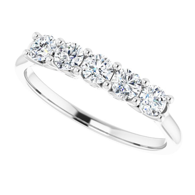 0.50 ct. Round Cut Diamond 5 Stone Wedding Band-in 14K/18K White, Yellow, Rose Gold and Platinum - Christmas Jewelry Gift -VIRABYANI