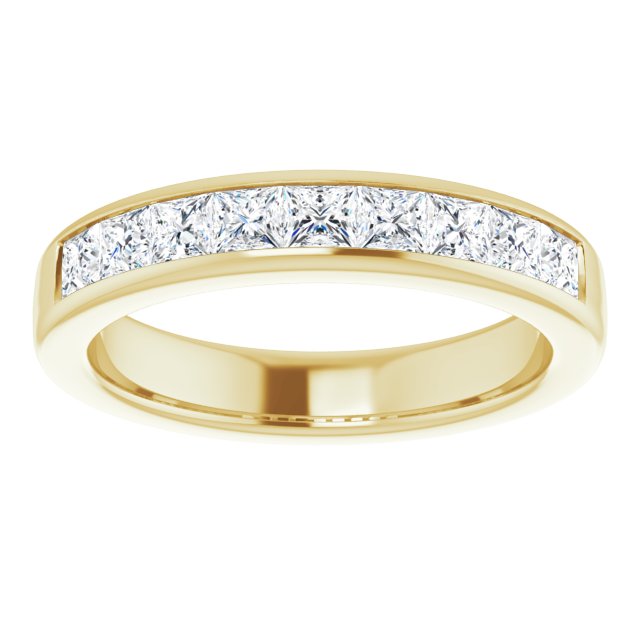 1.62 ctw Channel Set Princess Diamond Men's Ring-in 14K/18K White, Yellow, Rose Gold and Platinum - Christmas Jewelry Gift -VIRABYANI