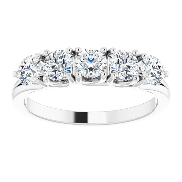 1.00 ct. Round Cut Diamond Wedding Band 5 Stone Anniversary Ring-VIRABYANI