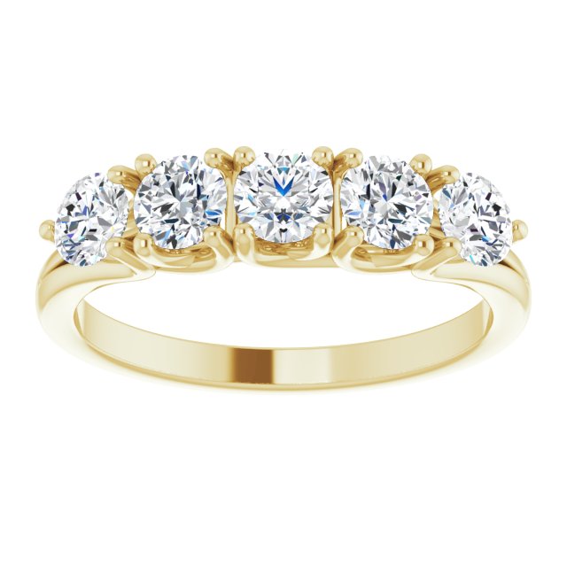 1.00 ct. Round Cut Diamond Wedding Band 5 Stone Anniversary Ring-VIRABYANI