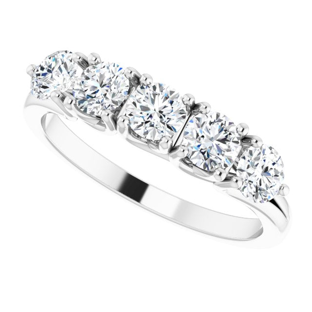 1.00 ct. Round Cut Diamond Wedding Band 5 Stone Anniversary Ring-VIRABYANI