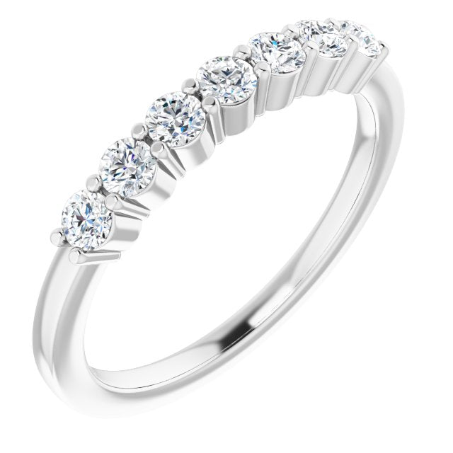 0.42 ct. Round Cut Diamond Wedding Band 7 Stone Anniversary Ring-VIRABYANI