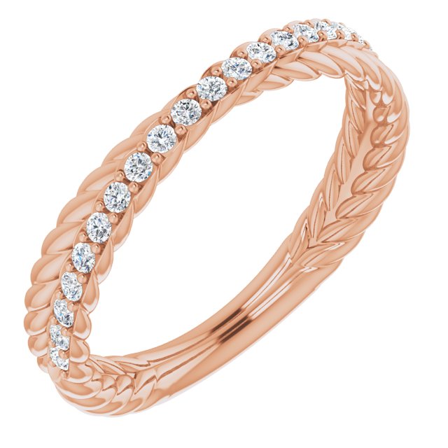 Rope Pattern Round Diamond Wedding Band Criss Cross Ring-VIRABYANI