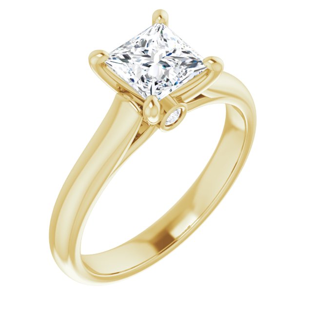Hidden Side Diamond Cathedral Style Solitaire Engagement Ring-in 14K/18K White, Yellow, Rose Gold and Platinum - Christmas Jewelry Gift -VIRABYANI