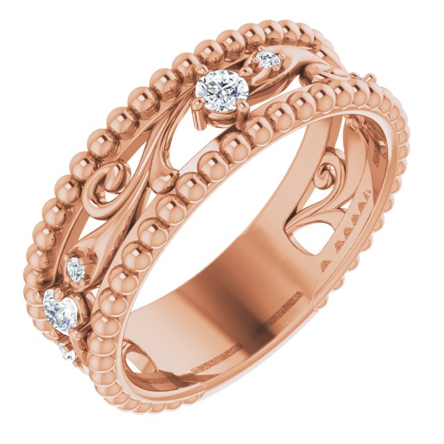 Filigree and Milgrain Accent Vintage Inspired Diamond Wedding Band-VIRABYANI