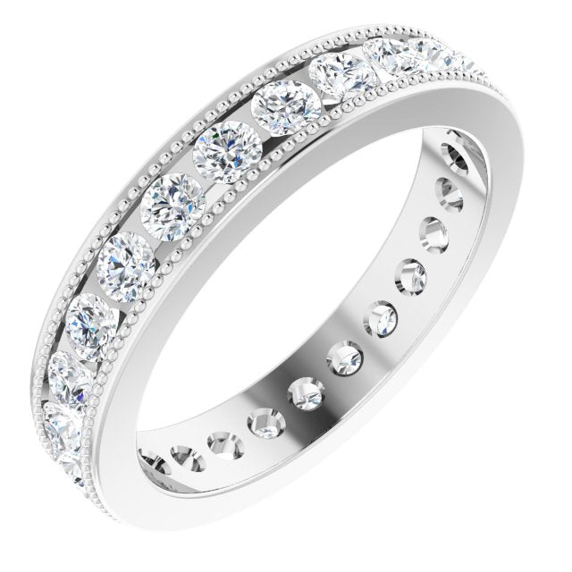 1.50 ct. Round Diamond Eternity Band Milgrain Accent Ring-VIRABYANI