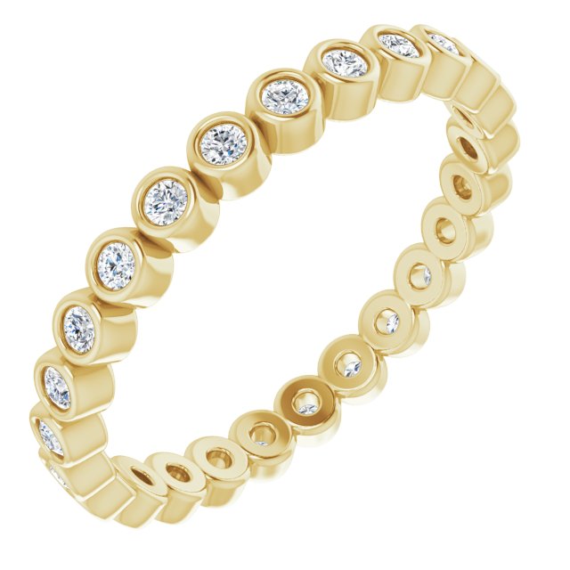 0.37 ct. Round Diamond Bezel Set Eternity Band-in 14K/18K White, Yellow, Rose Gold and Platinum - Christmas Jewelry Gift -VIRABYANI