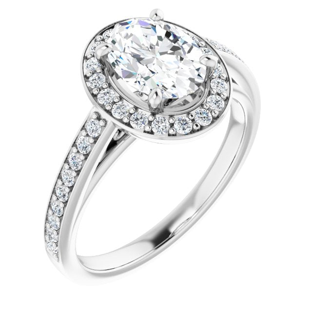 Oval Cut Diamond Halo Engagement Ring-VIRABYANI