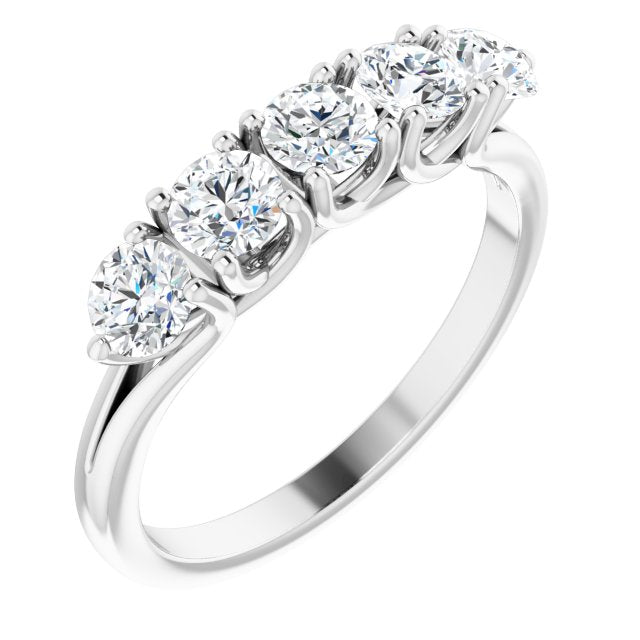 1.00 ct. Round Cut Diamond Wedding Band 5 Stone Anniversary Ring-VIRABYANI