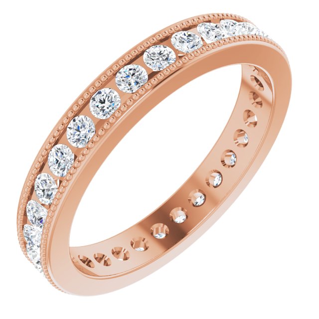 0.90 ct. Round Diamond Eternity Band MIlgrain Accent Ring-VIRABYANI