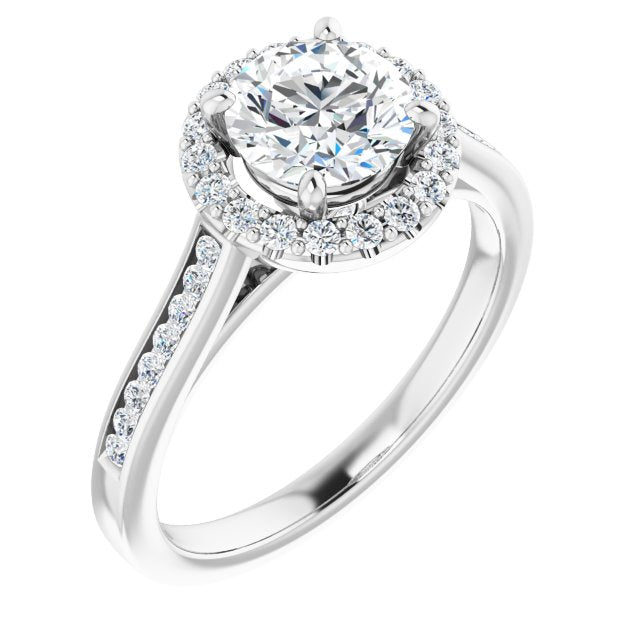 0.37 ctw Side Diamond Round Cut Halo Engagement Ring-in 14K/18K White, Yellow, Rose Gold and Platinum - Christmas Jewelry Gift -VIRABYANI