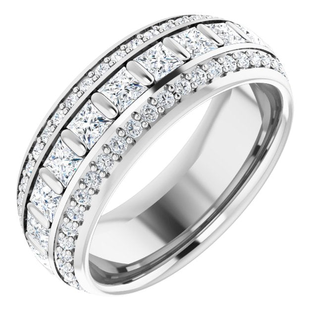 2.73 ct. Princess & Round Triple Row Diamond Eternity Band-VIRABYANI