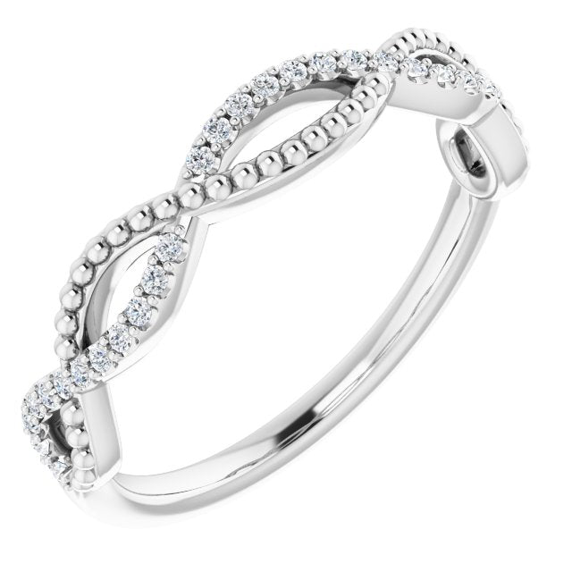 Infinity Style Round Diamond Wedding Band Milgrain Accent Anniversary Ring-VIRABYANI