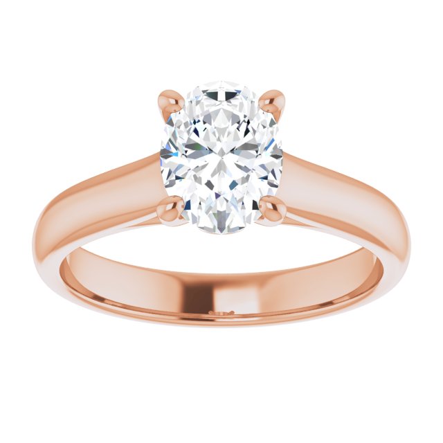 Hidden Side Diamond Oval Solitaire Engagement Ring-in 14K/18K White, Yellow, Rose Gold and Platinum - Christmas Jewelry Gift -VIRABYANI