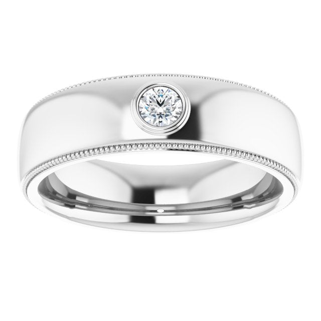 Bezel Set Diamond Men's Ring, Milgrain Accent | Diamond Men's Wedding Ring-in 14K/18K White, Yellow, Rose Gold and Platinum - Christmas Jewelry Gift -VIRABYANI