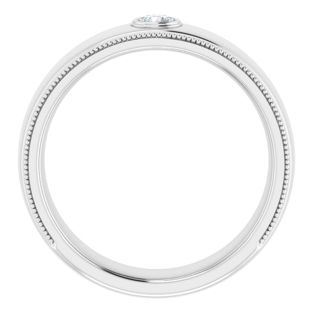 Bezel Set Diamond Men's Ring, Milgrain Accent | Diamond Men's Wedding Ring-in 14K/18K White, Yellow, Rose Gold and Platinum - Christmas Jewelry Gift -VIRABYANI