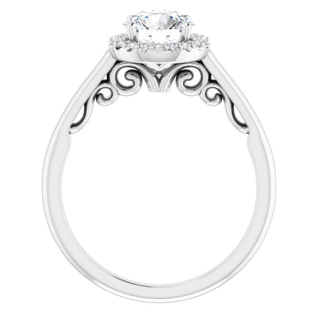 0.10 ctw Side Diamond Round Cut Halo Engagement Ring-in 14K/18K White, Yellow, Rose Gold and Platinum - Christmas Jewelry Gift -VIRABYANI
