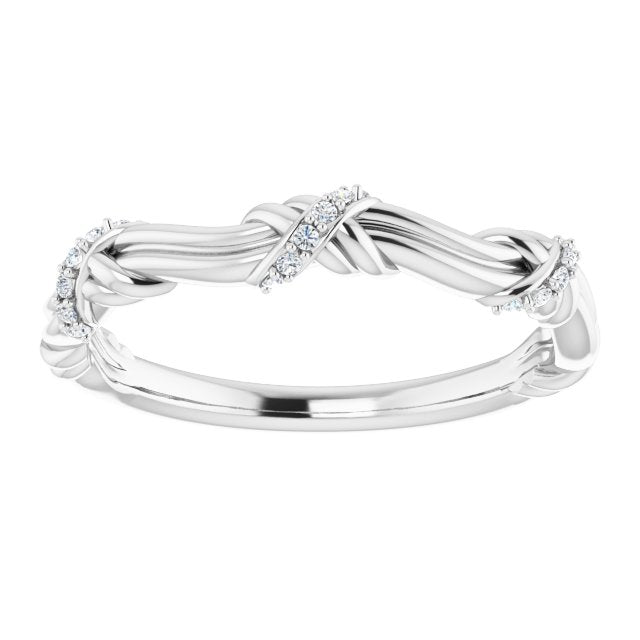 Solid Gold Round Diamond Knot Wedding Band-VIRABYANI