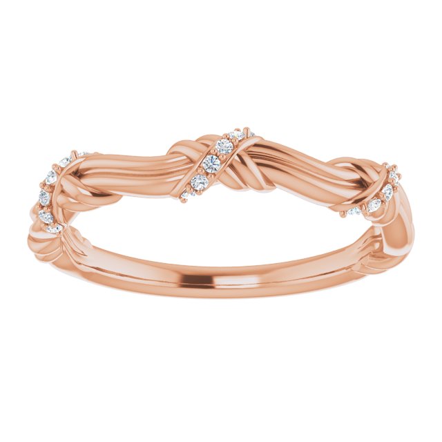 Solid Gold Round Diamond Knot Wedding Band-VIRABYANI