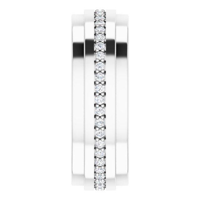 Round Diamond Men's Double Edge Eternity Band-VIRABYANI