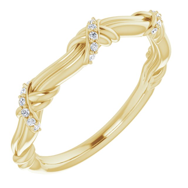 Solid Gold Round Diamond Knot Wedding Band-VIRABYANI