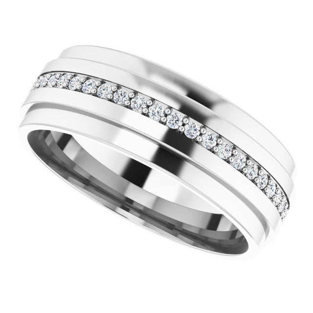 Round Diamond Men's Double Edge Eternity Band-VIRABYANI