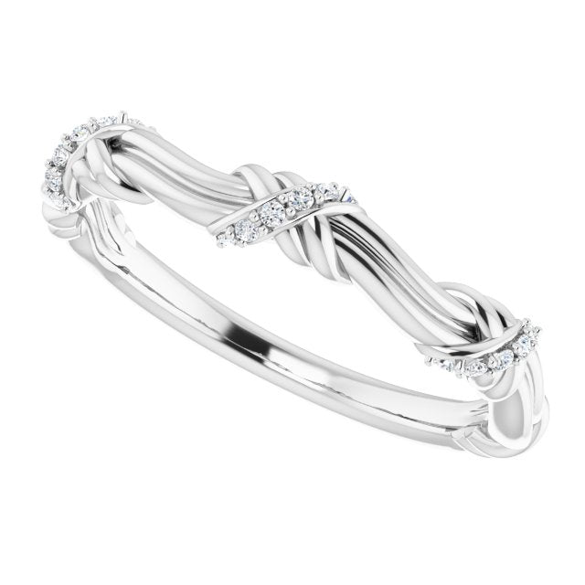 Solid Gold Round Diamond Knot Wedding Band-VIRABYANI