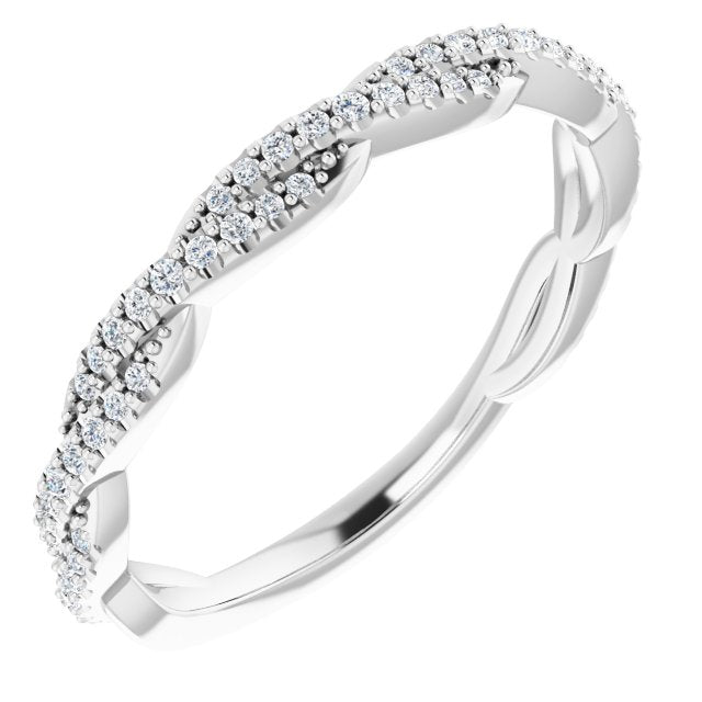 Rope Design Delicate Diamond Wedding Band-VIRABYANI