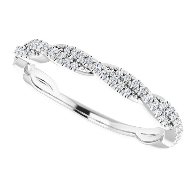 Rope Design Delicate Diamond Wedding Band-VIRABYANI